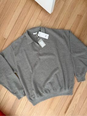 NWT Beams Grey Polo-Style Crewneck Sweater